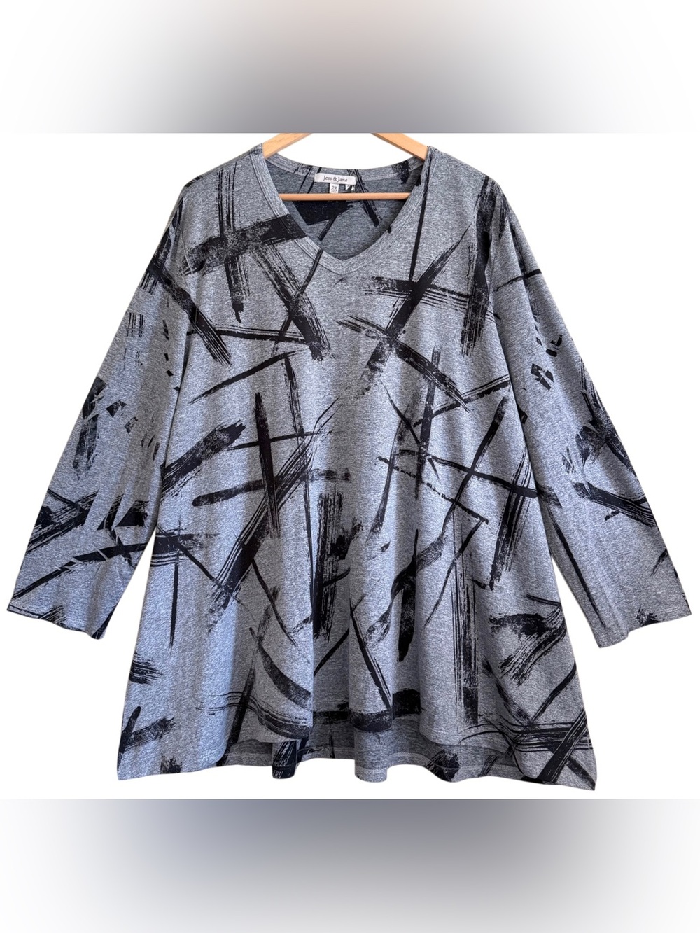 JESS & JANE Boho Lagenlook Abstract Art-To-Wear Minimalist Chic Artsy Tunic 2X